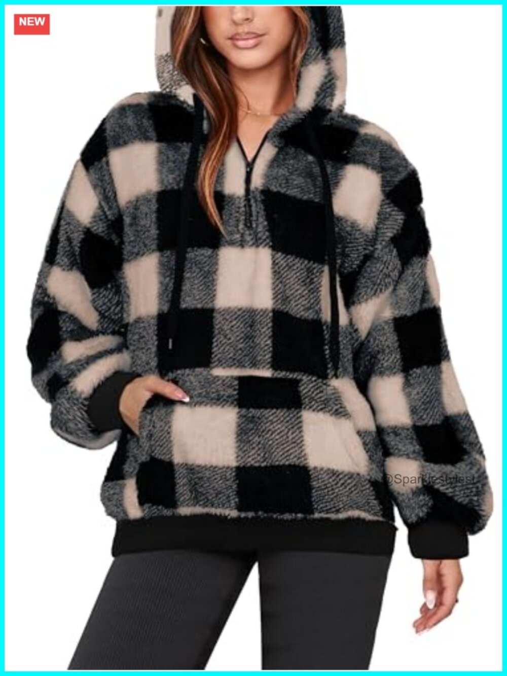 Sherpa Fleece Oversized Zip Up Hoodie with Pockets